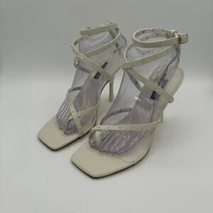 Nine West 8.5 Lady 3 Strappy Ankle Wrap Studded Thong Heel Sandals NIB